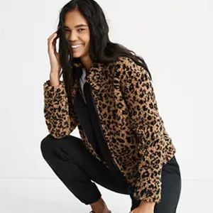 Madewell leopard print Sherpa Bomber